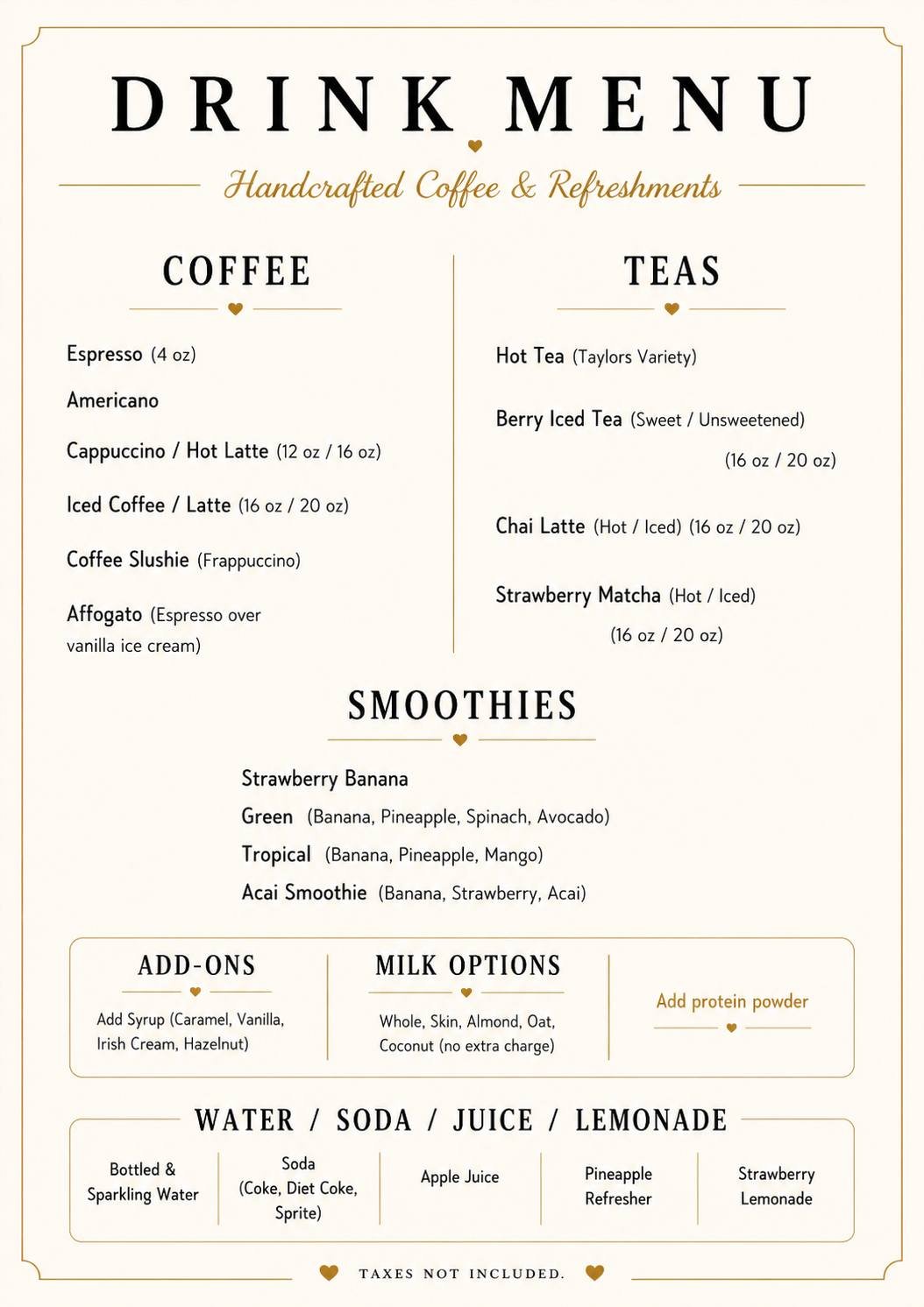 Drink Menu